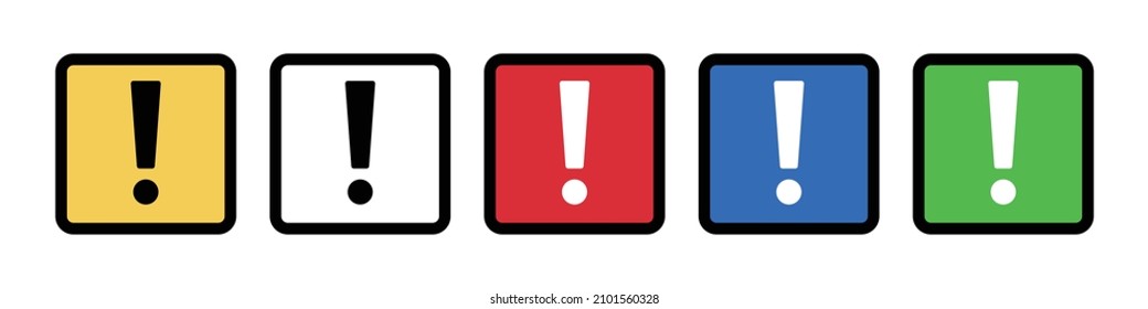 Un conjunto de iconos de signo de exclamación utilizados para la advertencia y la precaución. Vectores.