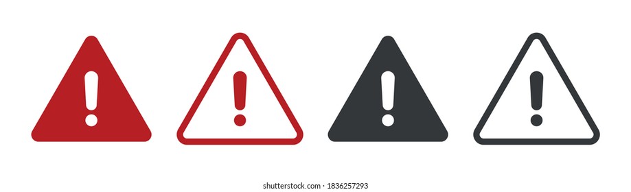 Juego de iconos de la marca de exclamación. Signos de advertencia. Ilustración vectorial.