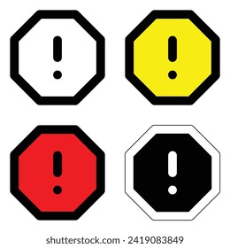 set exclamation mark of octagon alert warning icon sign vector flat design for website app mobile UI