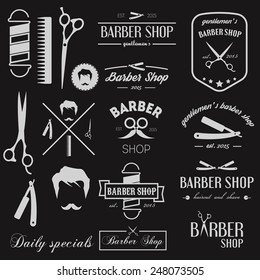 Set of exclusive logo, elements, icons and logotypes for barbershop