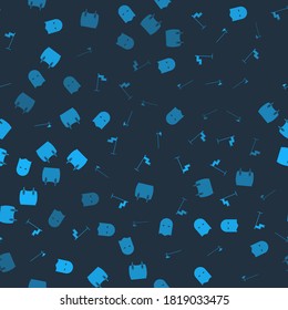 Set Executioner mask, Medieval flag, halberd and Body armor on seamless pattern. Vector.