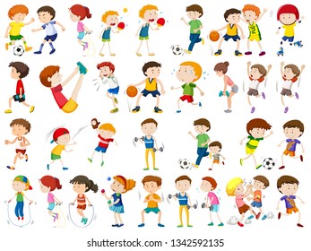 Set of exercise character illustration