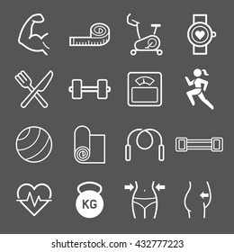 Set of exercise icons. Vector illustrations.