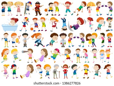 Set of exercise people character illustration