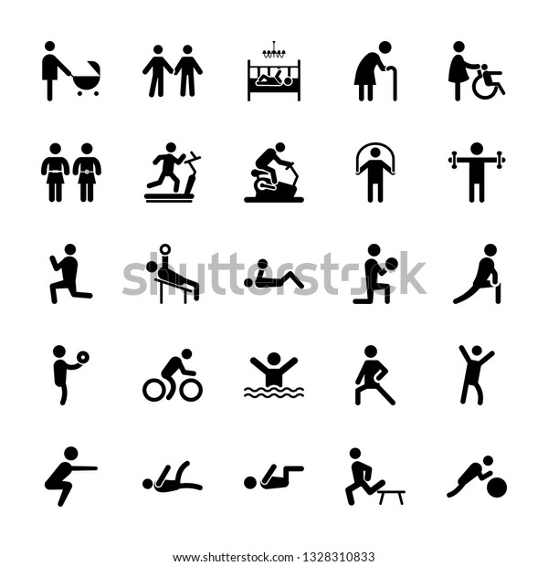 Set Exercise Pictogram Stock Vector (Royalty Free) 1328310833 ...