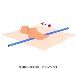 A set of exercises for myofascial release of the legs. A set of relaxing exercises for the legs with a body bar. Rehabilitation exercises for legs. Vector illustration