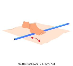A set of exercises for myofascial release of the legs. A set of relaxing exercises for the legs with a body bar. Rehabilitation exercises for legs. Vector illustration