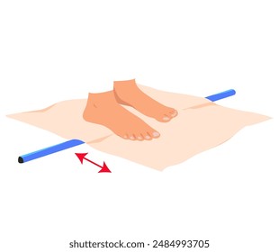 A set of exercises for myofascial release of the legs. A set of relaxing exercises for the legs with a body bar. Rehabilitation exercises for legs. Vector illustration