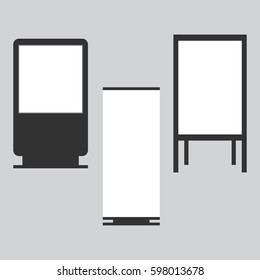 Set of exhibition stands. Concept for your design. Vector illustration.