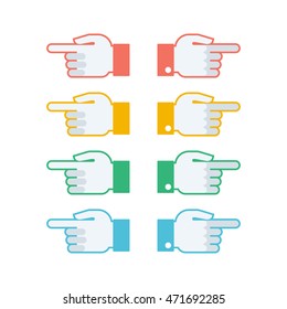 Set of Exit Arrow icon with a hand. White background. Vector, illustration