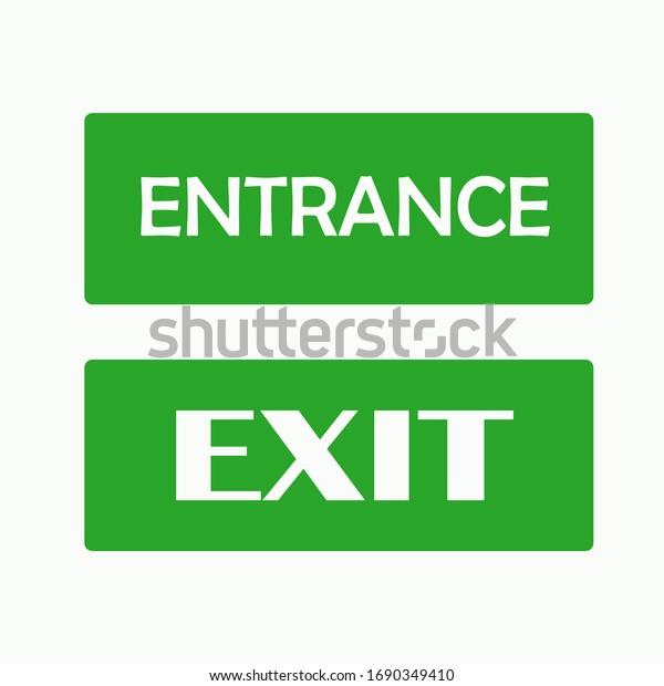 Set Exit Entry Signs White Green Stock Vector (Royalty Free) 1690349410