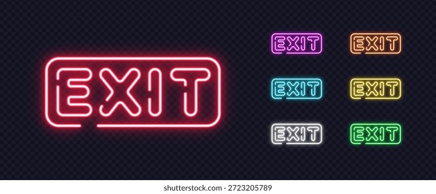 Conjunto de Iniciar sesión de neón EXIT de múltiples colores, aptos para navegación, salidas de emergencia o señalización de espacios públicos.