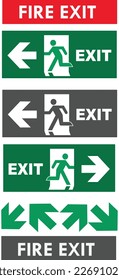 set of exit signs and fire exit signs suitable for many uses