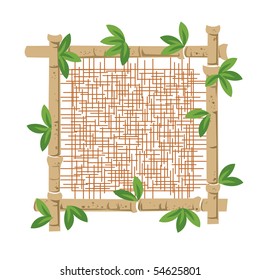 Set of an exotic background from a fabric and bamboo