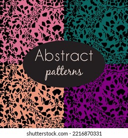 Set of exotic colourful animal skin texture seamless pattern for fabric, banner, stationery or notebook cover.