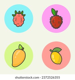set exotic fruit vector illustration. food object icon. set fruit