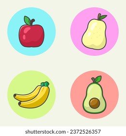 set exotic fruit vector illustration. food object icon. set fruit