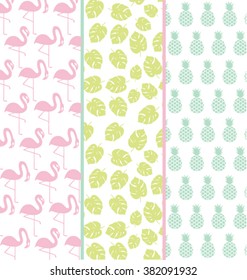 SET OF EXOTIC PATTERNS OR BACKGROUND IN PASTEL COLORS COMBINATION.Can be used for kids room, print, fabric, decoration, crafts and more...Editable and repeatable vector illustration file.