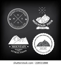 Set of expedition badges. Vector illustration.