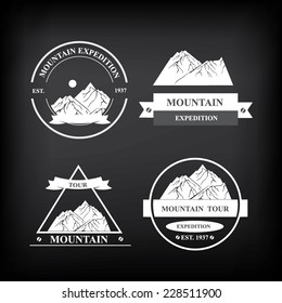 Set of expedition badges. Vector illustration.