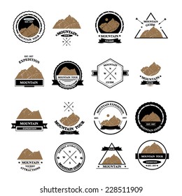 Set of expedition badges. Vector illustration.