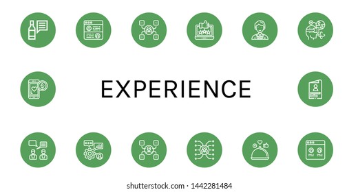 Set of experience icons such as Review, Testimonial, Skill, Feedback, Coordinator, Augmented reality, Skills, Loyalty , experience