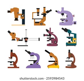 Set of Experiment Equipment Microscope Element Illustration	