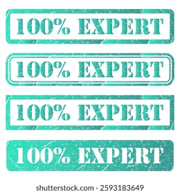 Set of Expert 100% stamp symbol, label sticker sign button, text banner vector illustration .