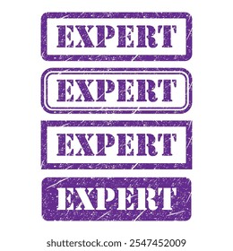 Set of Expert stamp symbol, label sticker sign button, text banner vector illustration .