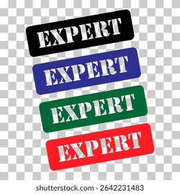 Set of Expert stamp symbol, label sticker sign button, text banner vector illustration .