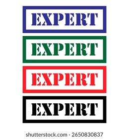 Conjunto de símbolo de selo Expert, botão de sinal de etiqueta adesiva, ilustração de vetor de banner de texto .