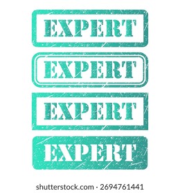 Conjunto de símbolo de sello experto, Botón de signo de etiqueta engomada, Ilustración vectorial de Anuncio de texto .