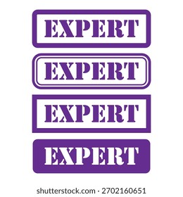 Conjunto de símbolo de sello experto, Botón de signo de etiqueta engomada, Ilustración vectorial de Anuncio de texto .