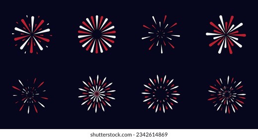 set of exploding fireworks for decoration, celebration and entertainment