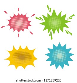Set of explosion speech bubble on white background