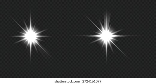 Set of explosion star, glare, sparkle, sun flare. Shine shiny glow light white star burst flare bright transparent effect ray radiance sparkle illumination