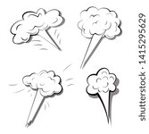 Set of explosions isolated on white background. Monochrome vector illustration of exploded bombs. Comic cartoon smoke effects from dynamite explosion