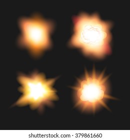 Set of explosions in space.Vector