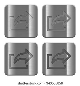 Set of Export buttons vector in brushed metal style. Arranged layer, color and graphic style structure.
