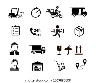 Set of express delivery icons. Vector elements. Can use for your design, interface, website, infographic and etc. Prepared for use in any size on different devices. EPS10.