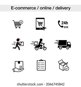 Set von Schnellauslieferungssymbolen. Vektorelemente. Kann für Ihr Design, Ihre Benutzeroberfläche, Ihr Handy, Ihre Website, Infografik und so weiter verwendet werden. EPS10.	