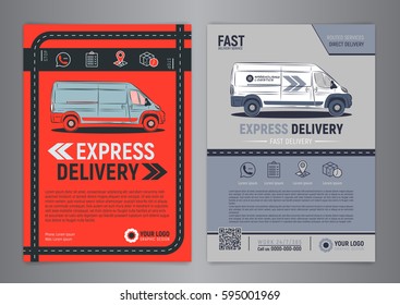 Set Express Delivery Service Brochure Flyer Stock Vector (Royalty Free ...