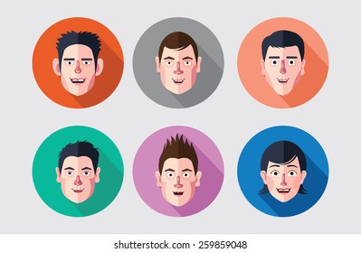 set of expression avatar flat icons