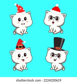 set of expression baby cat on christmas