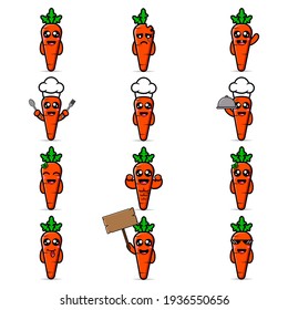 set expression cute carrot design mascot kawaii