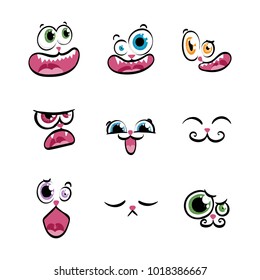 Set of expression emoticons. Set of kawaii emoji. Isolated vector illustration