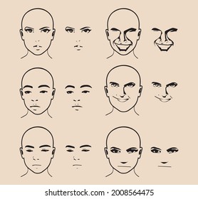 Set of Expressions for Character Creation with Head Model