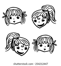 Set of expressions of girls