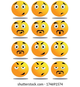 Set of expressive emoticons