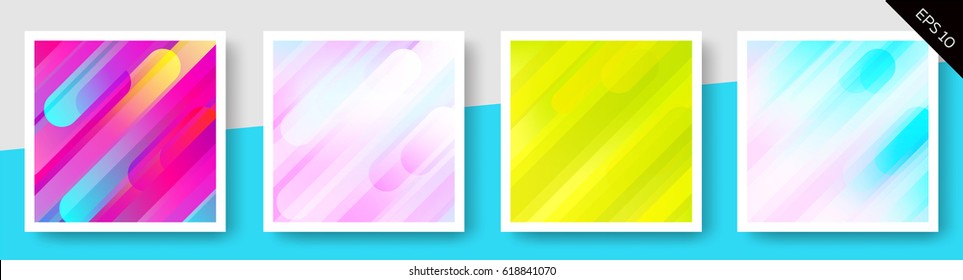 Set of Expressive Vector Colorful Backgrounds. Spring Colors. Trendy Rounded Elements. Template for Invitation, Online Store, Web Banner, Pop-Up, Website, Flyer, Brochure, Voucher Discount.